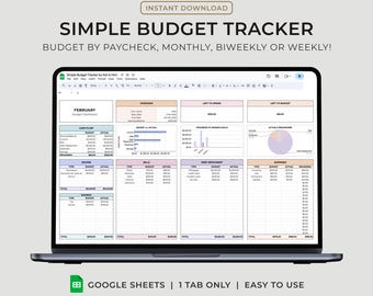 Planificador de presupuesto de Google Sheets: mensual, semanal y quincenal (descarga digital)