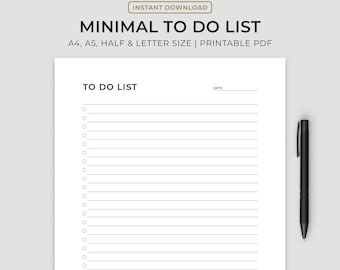 Lista de tareas imprimible: Planificador de tareas tamaño A4 (PDF rellenable)