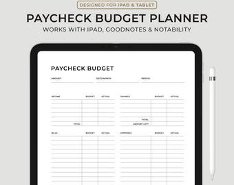 Digital Paycheck Budget Planner: Minimalist Finance Tracker (PDF)