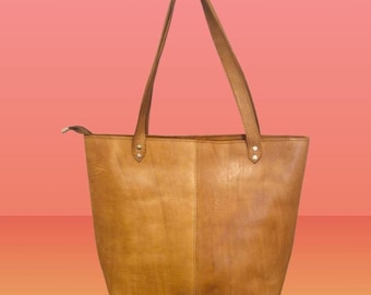 Bolso marroquí de piel marrón hecho a mano - 100 % piel auténtica / Artesanía / Estilo bohemio vintage