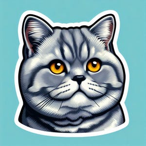 British Shorthair Cat Sticker: Waterproof Vinyl Decal