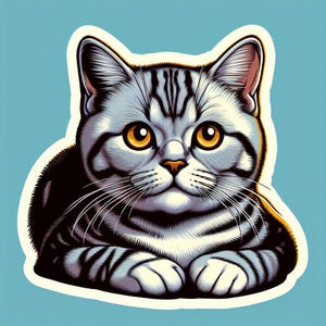 American Shorthair Cat Sticker, Cute Cat Sticker For Cat Lovers, Waterproof Cat Sticker, Adorable Cat Art, American Shorthair Cat Art Decal