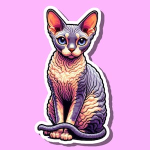 Devon Rex Cat Sticker, Cute Cat Decal for Devon Rex Lovers, Waterproof & Durable Vinyl Sticker