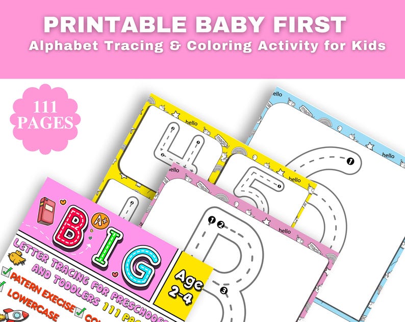 Printable Baby First ABC Book | Alphabet Tracing &amp; Coloring Activity ...