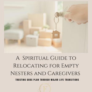 May include: A book cover with a white background and a photo of a hand holding a key with a house-shaped charm. The title is "Faithful Moves: A Spiritual Guide to Relocating for Empty Nesters and Caregivers. Trusting God's Plan Through Major Life Transitions." The author's names are listed below: "Flower Girl Productions, Shalon White, Towanna Menifee."