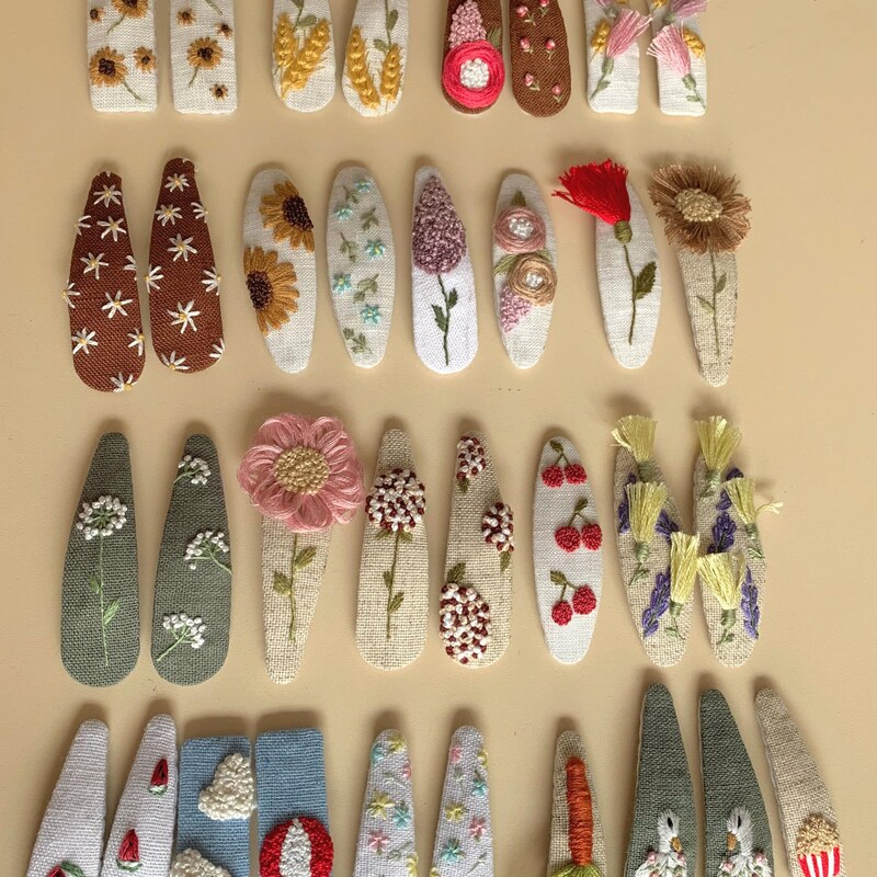 Embroidered Hair Clip - Etsy