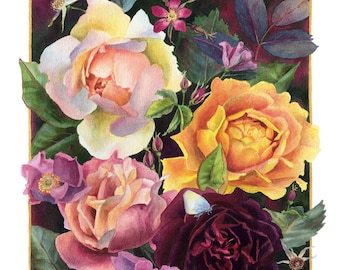 Fine Art Print of Original Watercolor Painting - June Bouquet