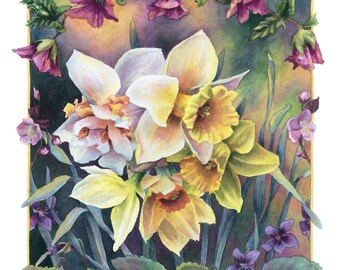 Fine Art Print of Original Watercolor Painting - Garden Icons: The Daffodil