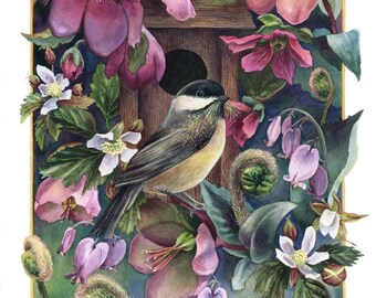 Fine Art Print of Original Watercolor Painting - Woodland Home