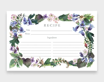 Recipe Cards, 4x6, Set of 12 | Bluebell Wood