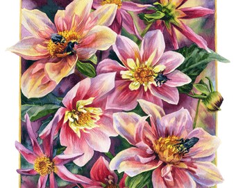 Fine Art Print of Original Watercolor Painting - Beloved of Bees