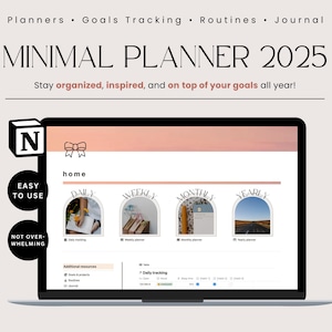 Minimal Life Planner Notion Template 2025 | Self Care Wellness Productivity Aesthetic ADHD-Friendly Goal Setting Notion Life Planner Minimal