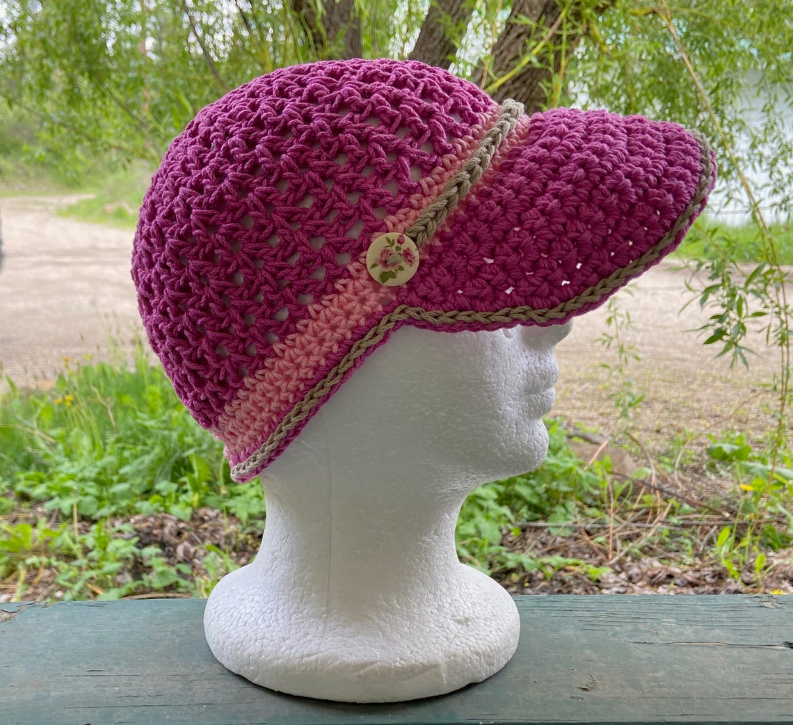 CROCHET BASEBALL CAP Visor Hat Pattern, With 3 Sizes and Optional Pony