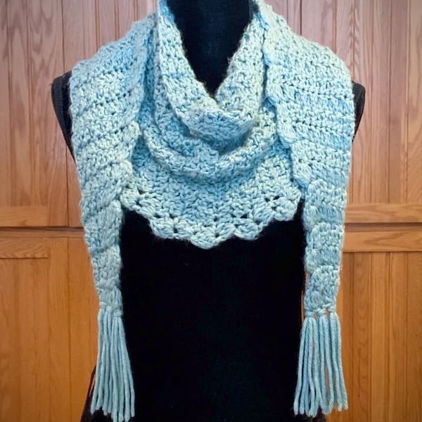 Dew Drop Baktus Crochet Scarf ~ Kerchief-Style Wrap or Shawlette!