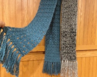 BLUE MOON Crochet Scarf Pattern ~ Textured, Multi-Stitch, with Infinity Scarf Option!