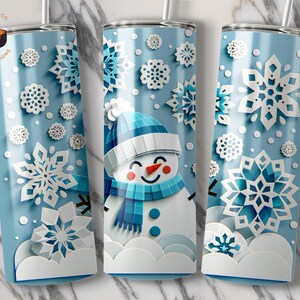 3D Snowman Tumbler Wrap Cute Christmas Winter 20 oz Skinny Tumbler Sublimation Design Digital Download PNG Instant Download DIGITAL ONLY