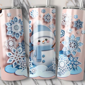 3D Snowman Tumbler Wrap Cute Christmas Winter 20 oz Skinny Tumbler Sublimation Design Digital Download PNG Instant Download DIGITAL ONLY