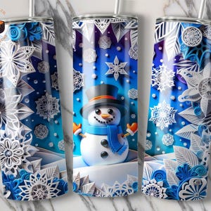3D Snowman Tumbler Wrap Christmas Winter Snow 20 oz Skinny Tumbler Sublimation Design Digital Download PNG Instant Download DIGITAL ONLY