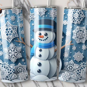 3D Snowman Tumbler Wrap Cute Christmas Winter 20 oz Skinny Tumbler Sublimation Design Digital Download PNG Instant Download DIGITAL ONLY