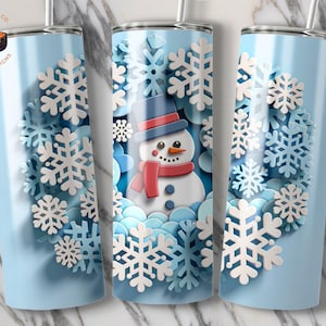 3D Snowman Tumbler Wrap Cute Christmas Winter 20 oz Skinny Tumbler Sublimation Design Digital Download PNG Instant Download DIGITAL ONLY