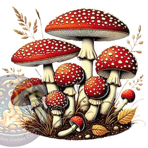 Mushroom PNG Watercolor Mushrooms Clipart, Forest Nature Toadstool clip art set, Cottagecore Natural, Nature PNG Clipart Mushrooms DIGITAL