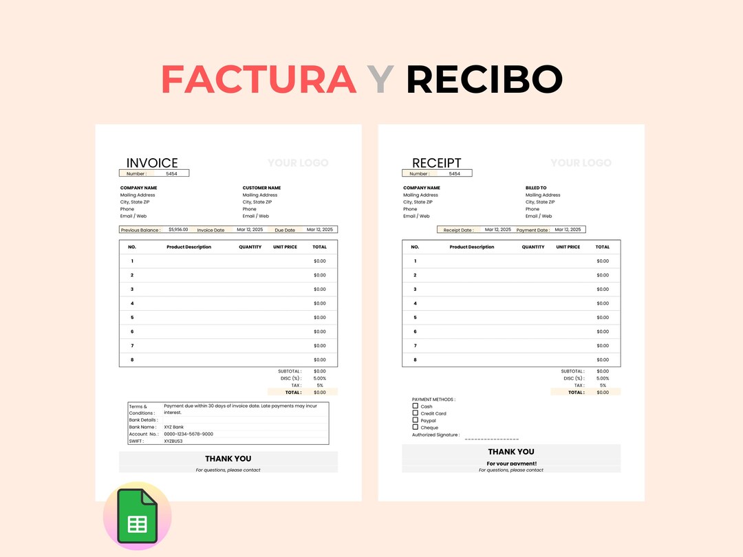 Google Sheets Invoice Template | Automatic Calculations | Invoice and ...