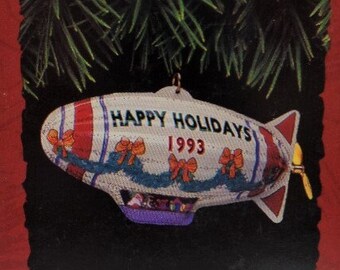 Hallmark Tin Blimp Christmas Ornament 1993 Pressed Tin Ornament Santa Claus Holiday Fliers