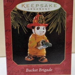 Hallmark Bucket Brigade Christmas Ornament 1997 New NRFB Dog Fireman