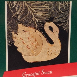 Hallmark Graceful Swan Brass Christmas Ornament 1989 NOS Dimensional Brass