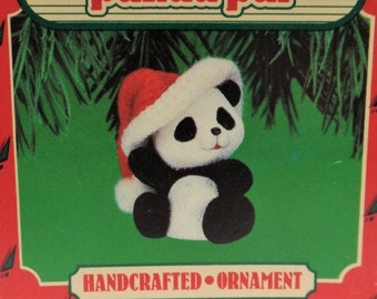 Hallmark Santa&#39;s Panda Pal Christmas Ornament 1986 NOS Panda Bear Santa Hat NO BOX!!