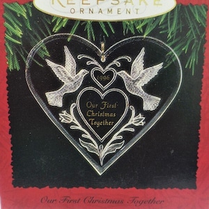 Hallmark Our First Christmas Together Acrylic Christmas Ornament 1996 NRFB Heart Dove