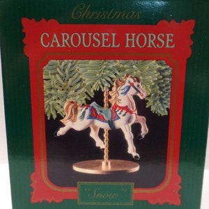Hallmark Carousel Horse Snow Christmas Ornament 1989 NRFB NOS