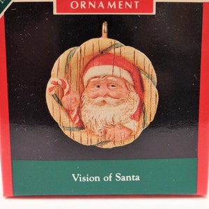 Hallmark Vision of Santa Miniature Christmas Ornament 1991 NOS Feather Tree