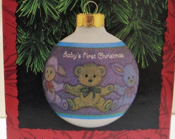 Hallmark Baby's First Christmas Glass Ball Ornament 1993 NOS Baby Boy ...