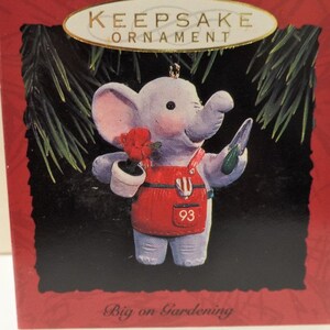 Hallmark Big on Gardening Christmas Ornament 1993 NOS Elephant Flowers