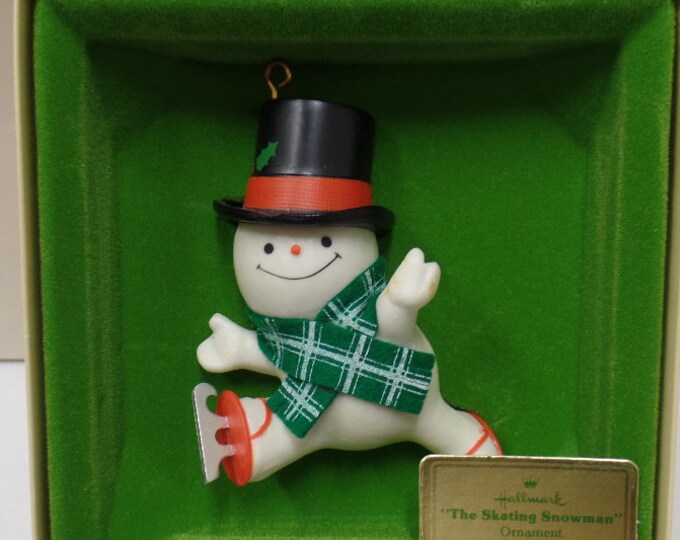 Hallmark the Skating Snowman Christmas Ornament 1979 NOS Ice Skates Etsy
