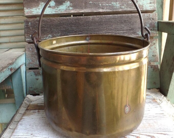 Vintage Brass Bucket With Iron Handle Brass Planter Brass Pot Etsy