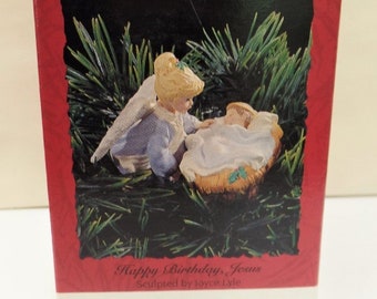Hallmark Happy Birthday Jesus Christmas Ornament 1994 NOS NRFB Angel with Baby Jesus
