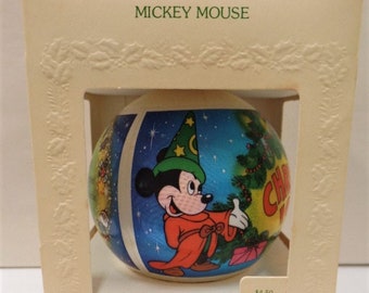 Hallmark Mickey Mouse Christmas Magic Satin Ball Ornament 1981 NRFB New Disney