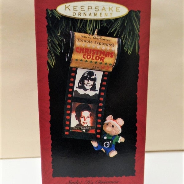 Hallmark Smile! It's Christmas Photo Holder Christmas Ornament 1993 NOS NRFB Mouse 35mm Camera Film