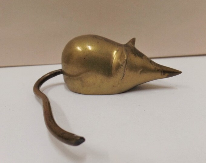Vintage Brass Mouse Figurine Brass Paperweight Cute Etsy