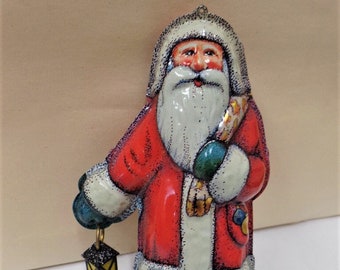 Hallmark St. Nicholas Tin Christmas Ornament 1981 NOS Pressed Tin Santa Claus Lantern No Box!