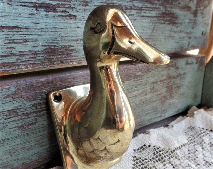 Vintage Brass Duck Towel Holder Goose Brass Decor Etsy