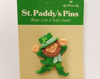Vintage Hallmark St. Patrick&#39;s Day Lapel Pin Leprechaun 1980&#39;s NOS