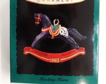Hallmark Rocking Horse Miniature Christmas Ornament 1993 Feather Tree 6th in Series