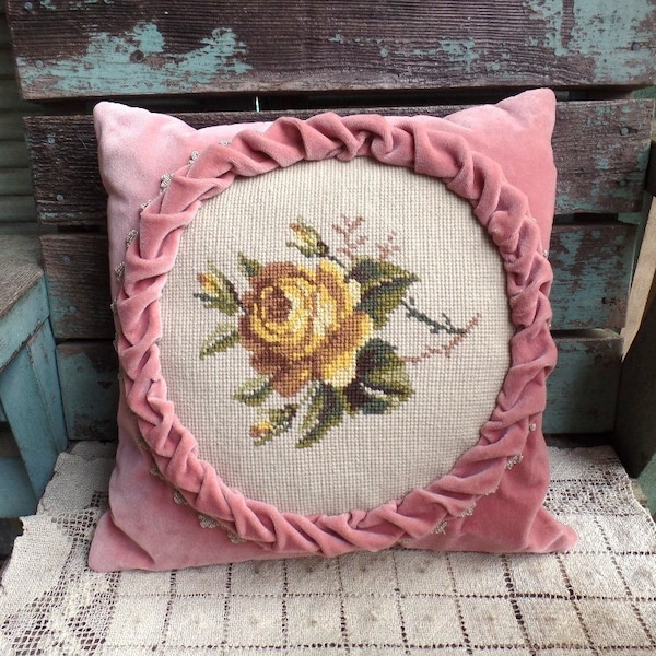 Vintage Needlepoint Pillows Etsy