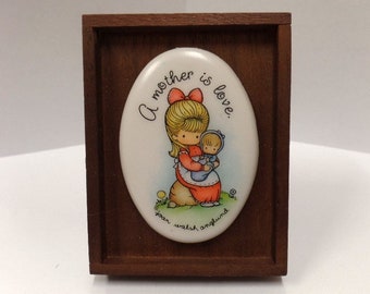 Hallmark Little Gallery Ceramica Plaque 1970's NOS A Mother Is Love