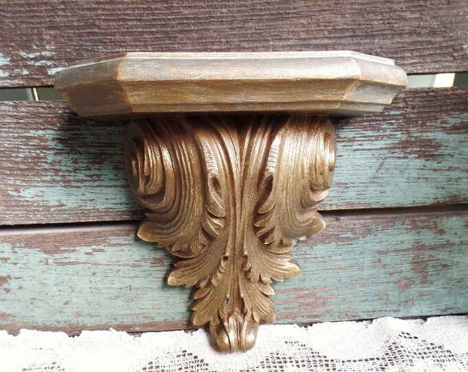Vintage Gold Ornate Wall Shelf Burwood Products Hollywood Etsy