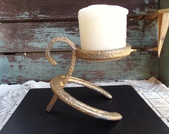 Vintage Rustic Horseshoe Candleholder Western Art Candle Holder