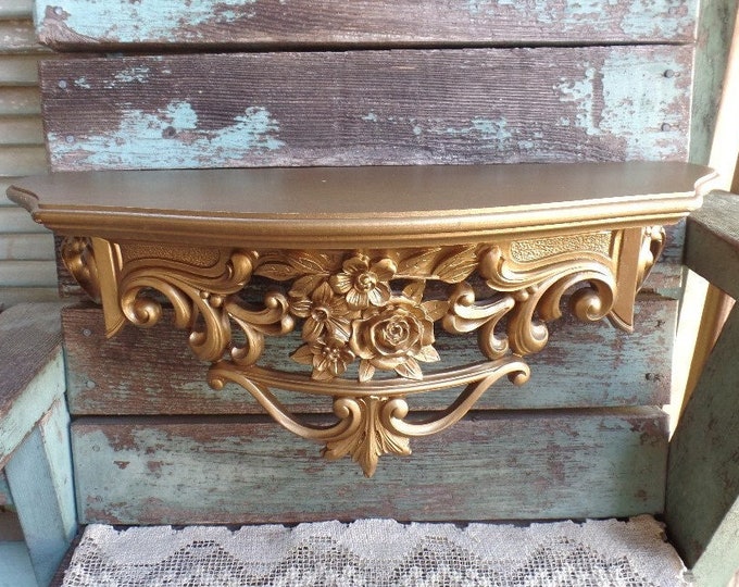 Vintage Large Gold Ornate Wall Shelf Dart Industries 1965 Hollywood Regency Etsy